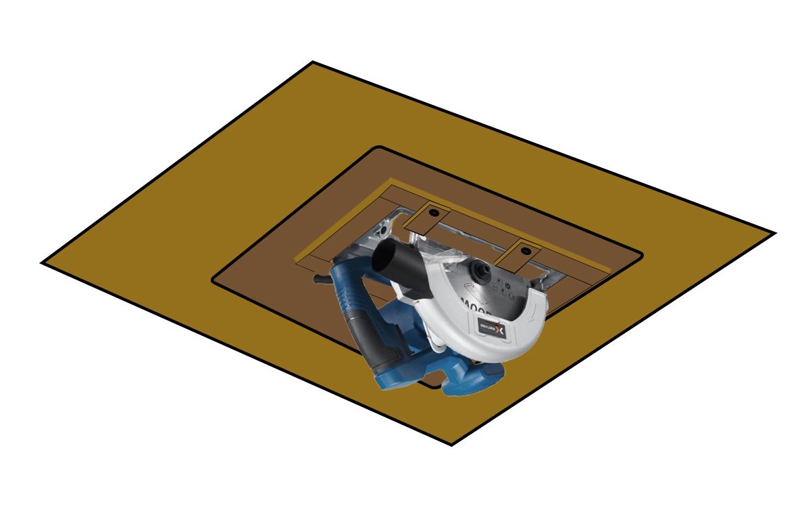 proposed image of table saw from below